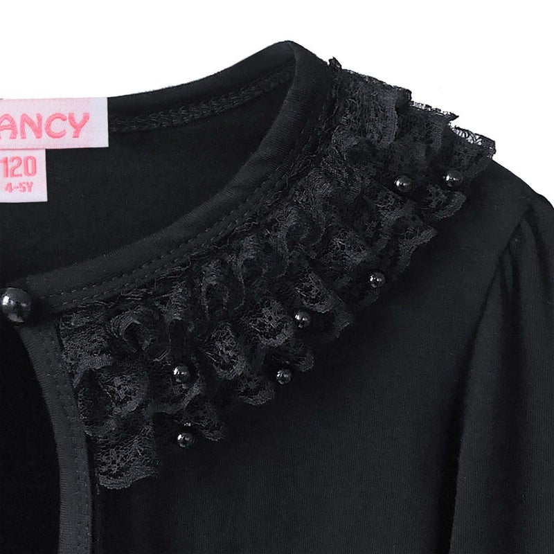 QPANCY Shrugs for Girls Bolero Cardigan Black Long Sleeve Dress Cover Up for Kids - Image 4